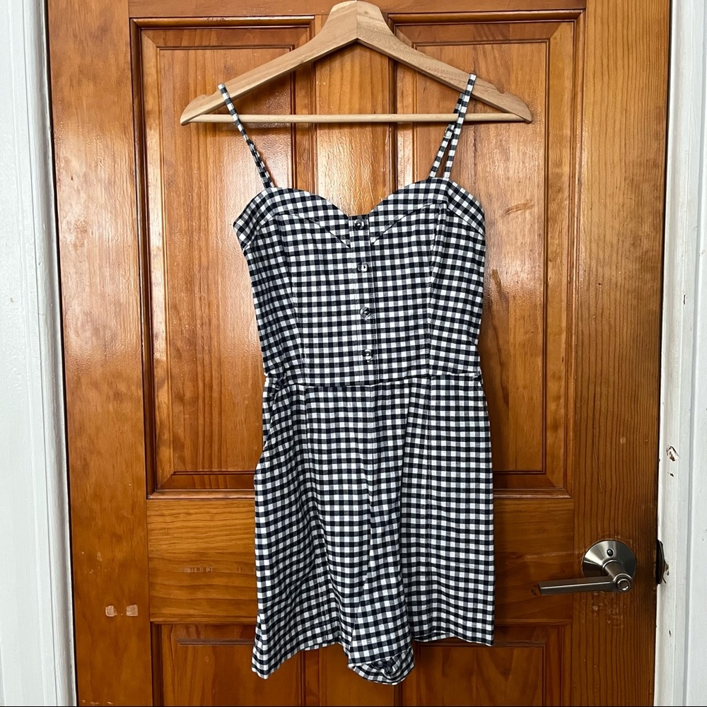 Abercrombie Button Down Navy Blue Check Romper